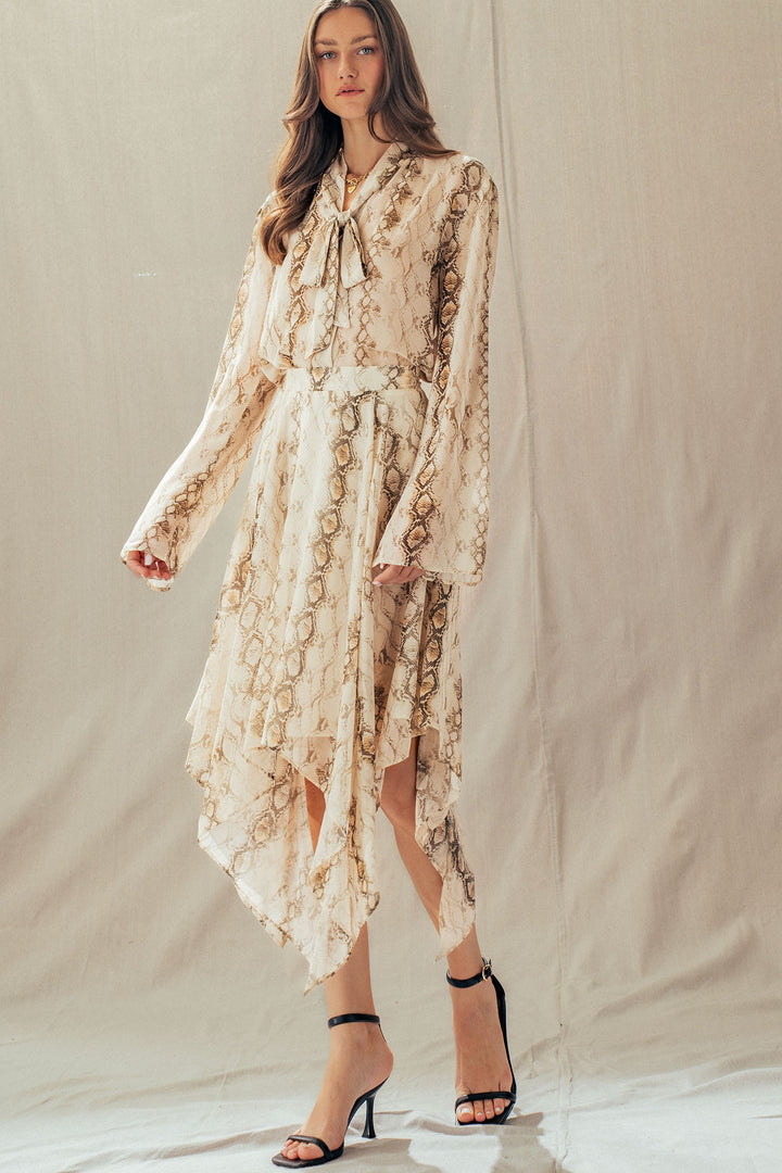 print tie neck blouse - cream multi (additional view)