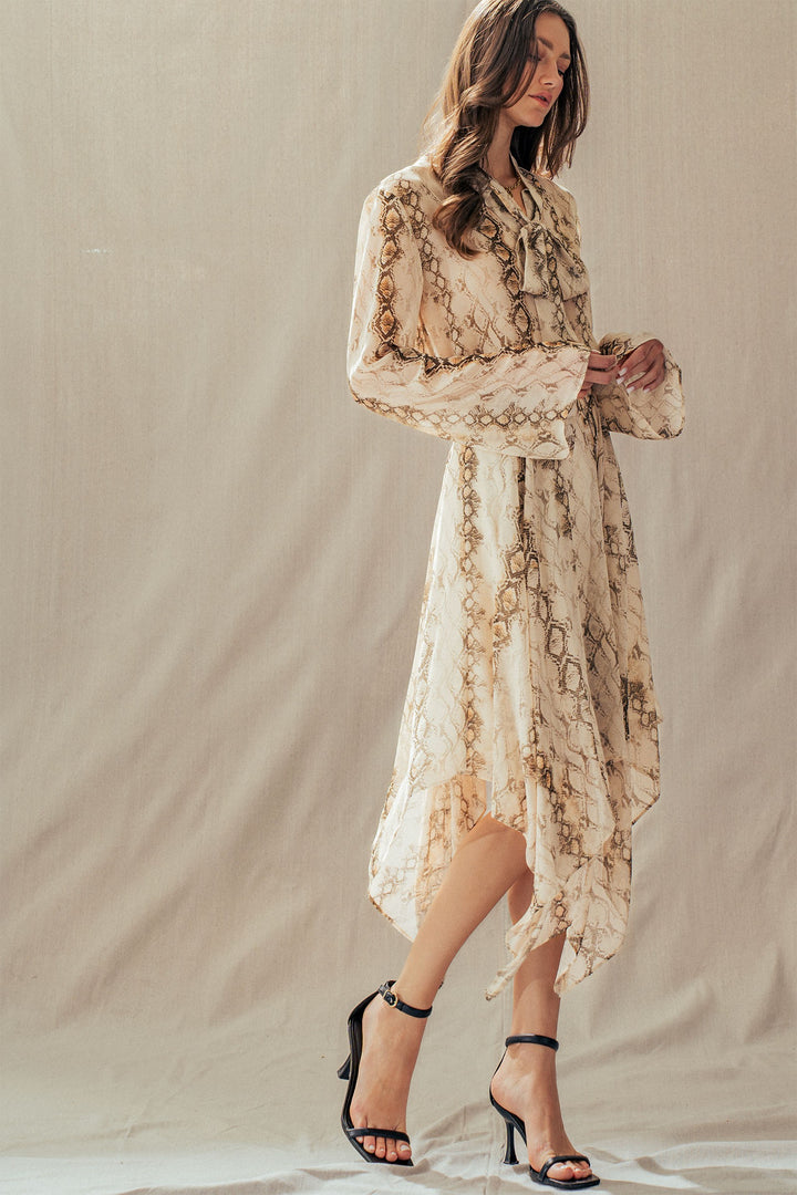 print tie neck blouse - cream multi (additional view)