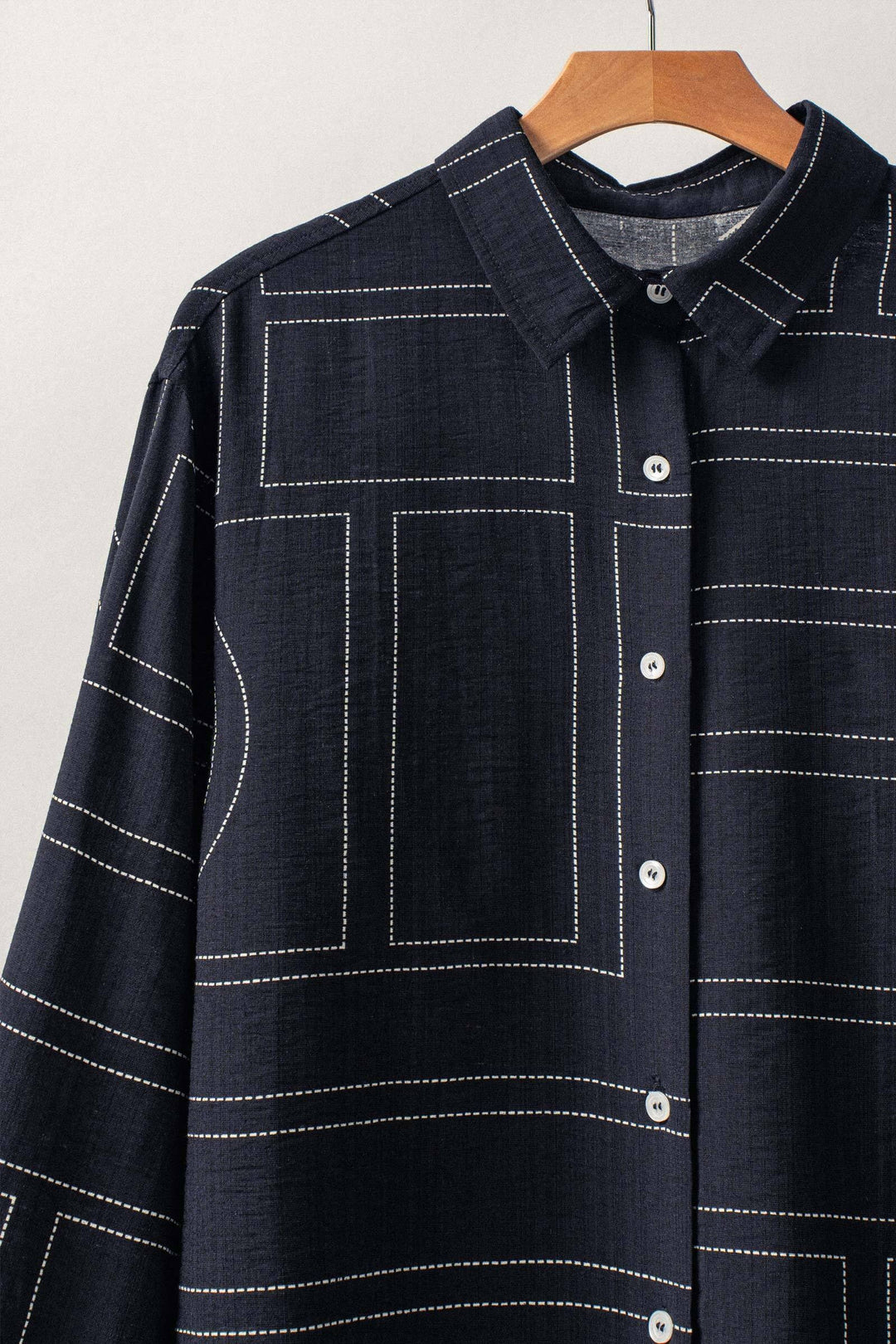 Modern Stitched Geometric Button-Up Shirt