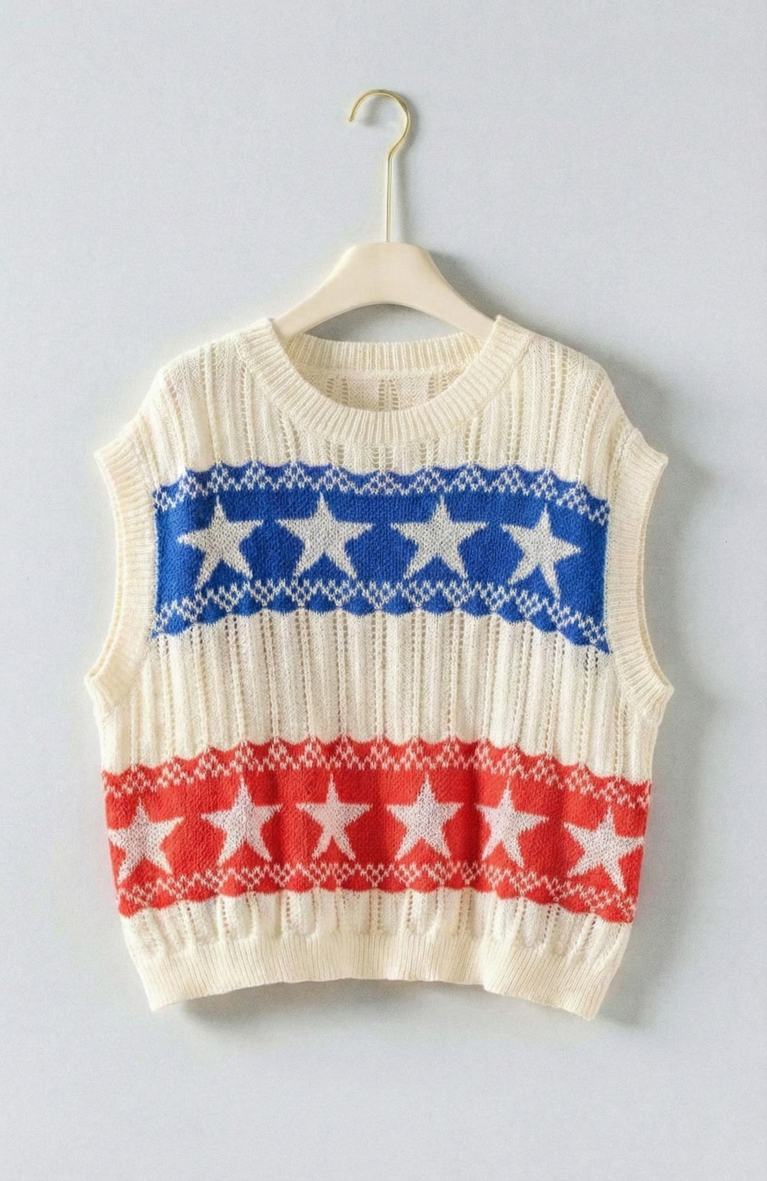american star sweater vest - ivory