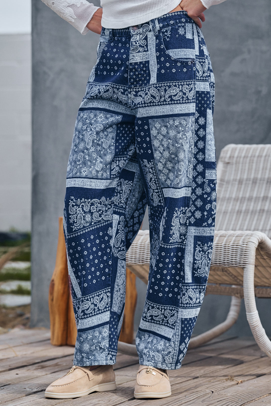 boho bandana barrel pants - blue (additional view)