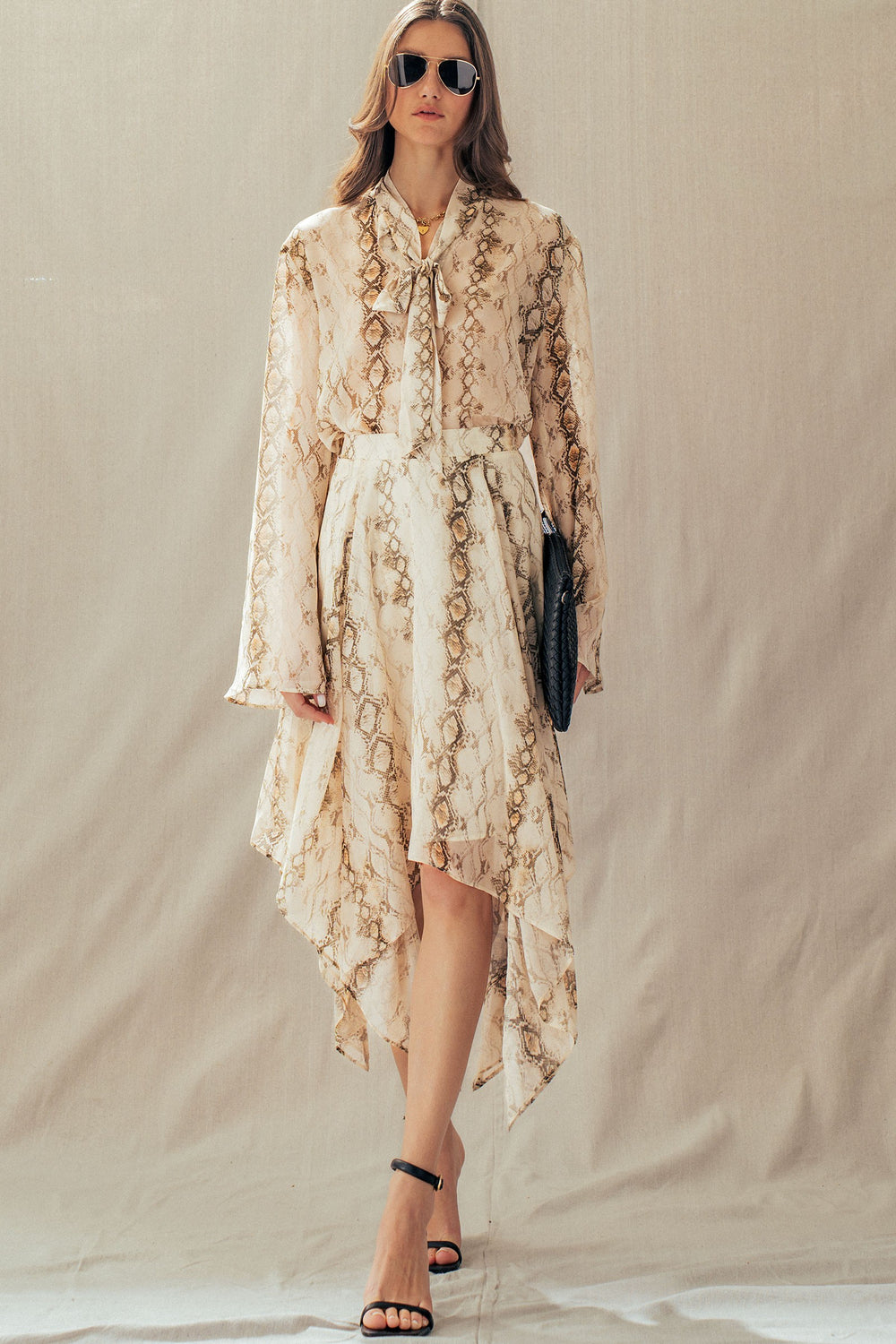 print handkerchief midi skirt - cream multi (additional view)