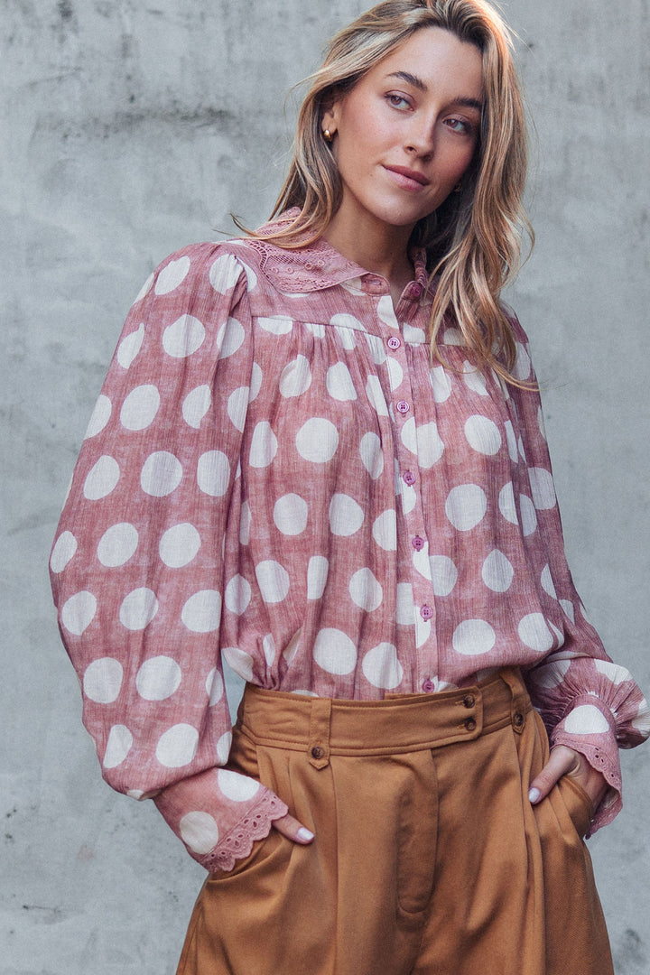polka dot blouse - vintage rose (additional view)