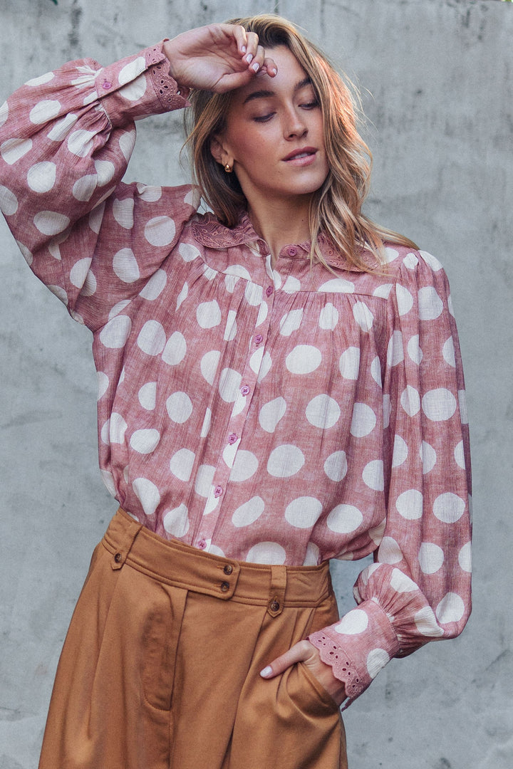 polka dot blouse - vintage rose (additional view)