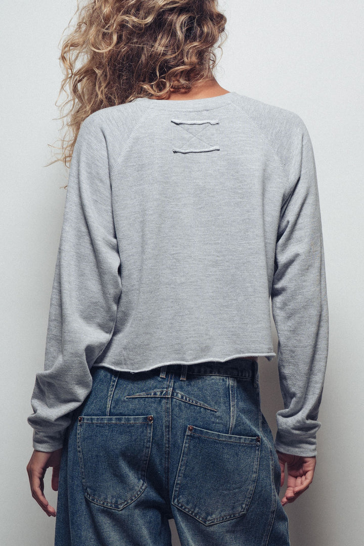 USA Flag Cropped Raglan Sweatshirt