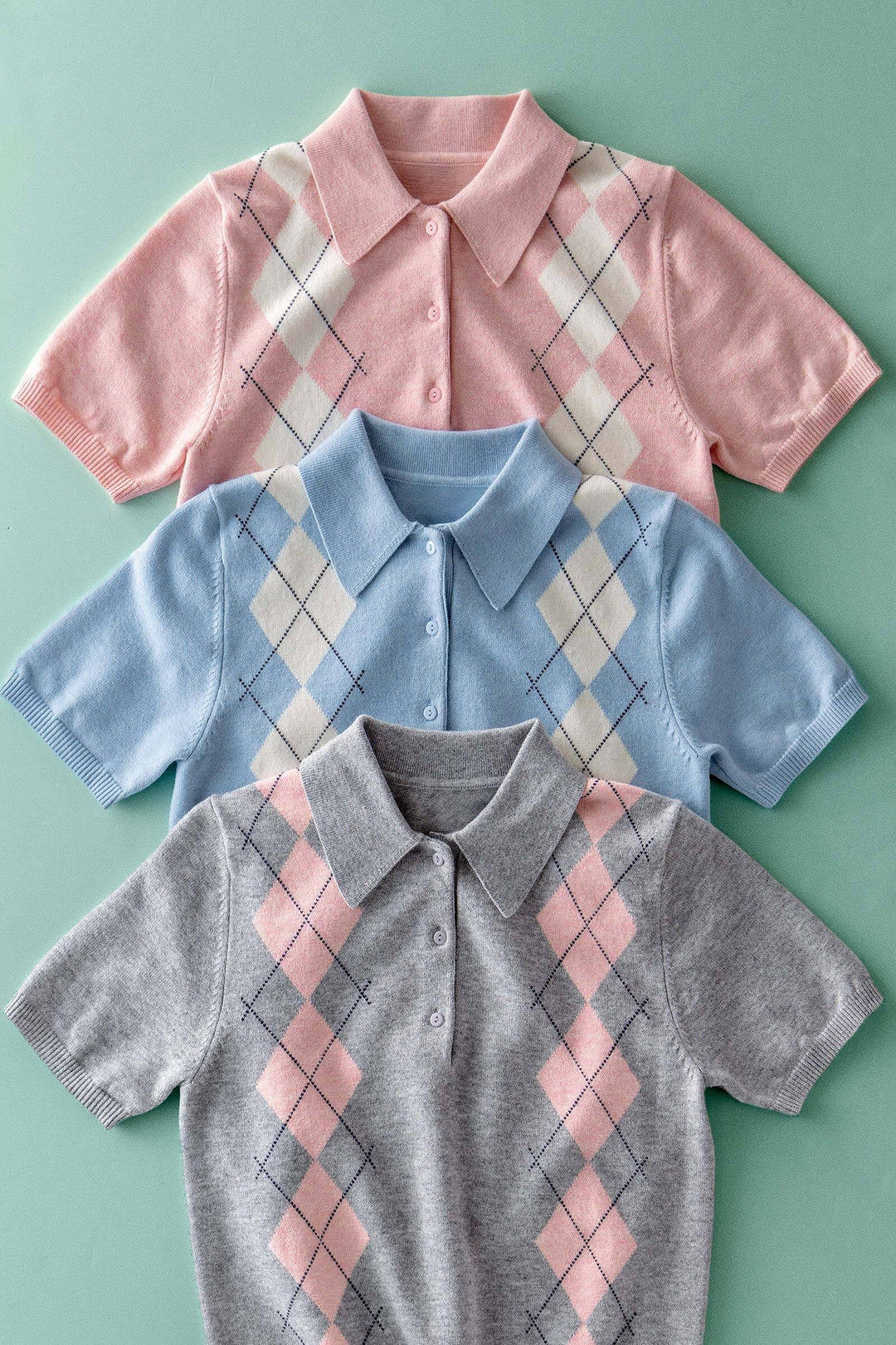 argyle polo knit - default