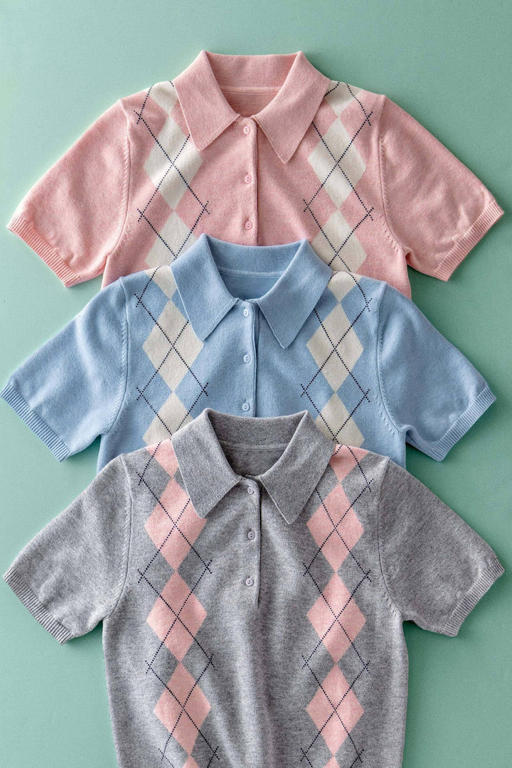 argyle polo knit - default