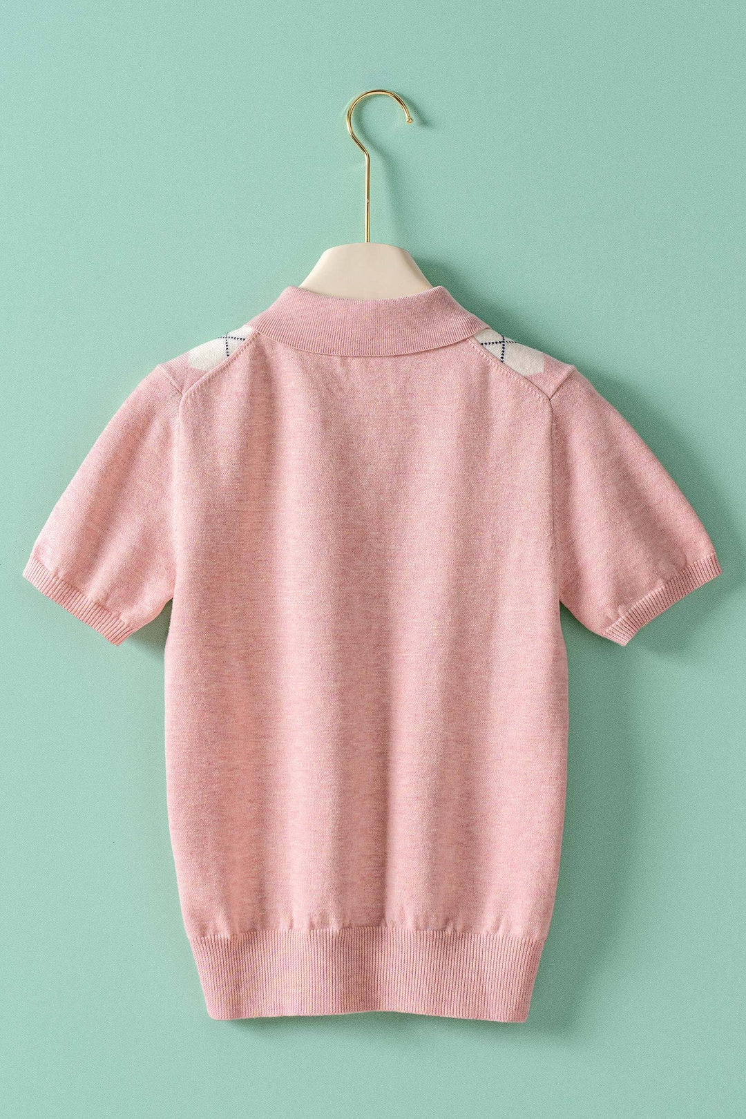 argyle polo knit - pink (additional view)
