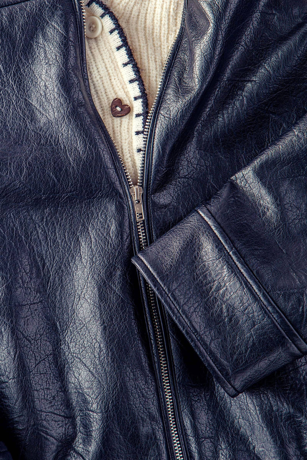 city muse oversized leather jacket - black (additional view)