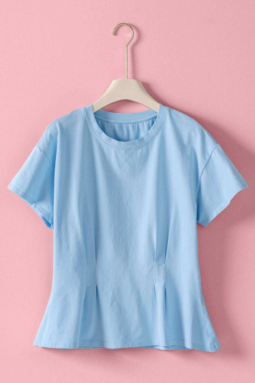 front pintuck mineral washed cotton tee - blue