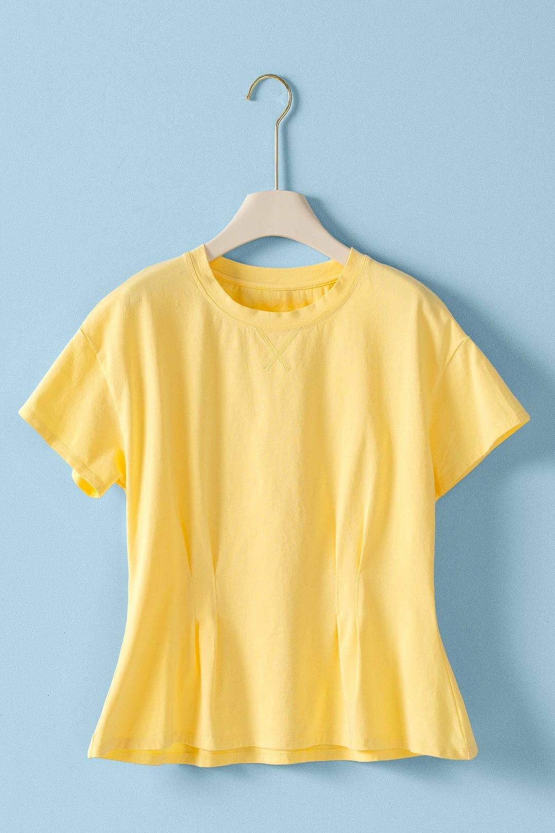 front pintuck mineral washed cotton tee - butter yellow (additional view)