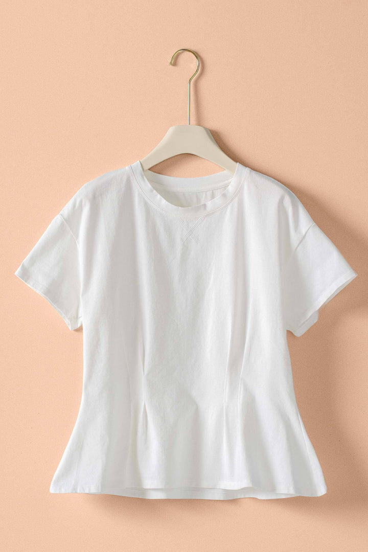 front pintuck mineral washed cotton tee - ivory