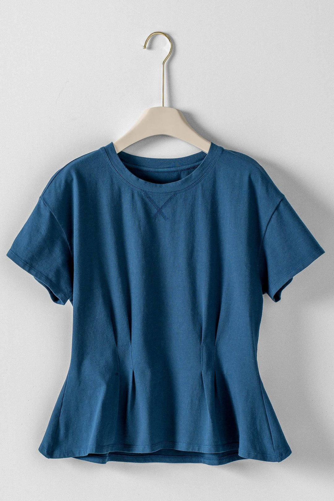 front pintuck mineral washed cotton tee - navy