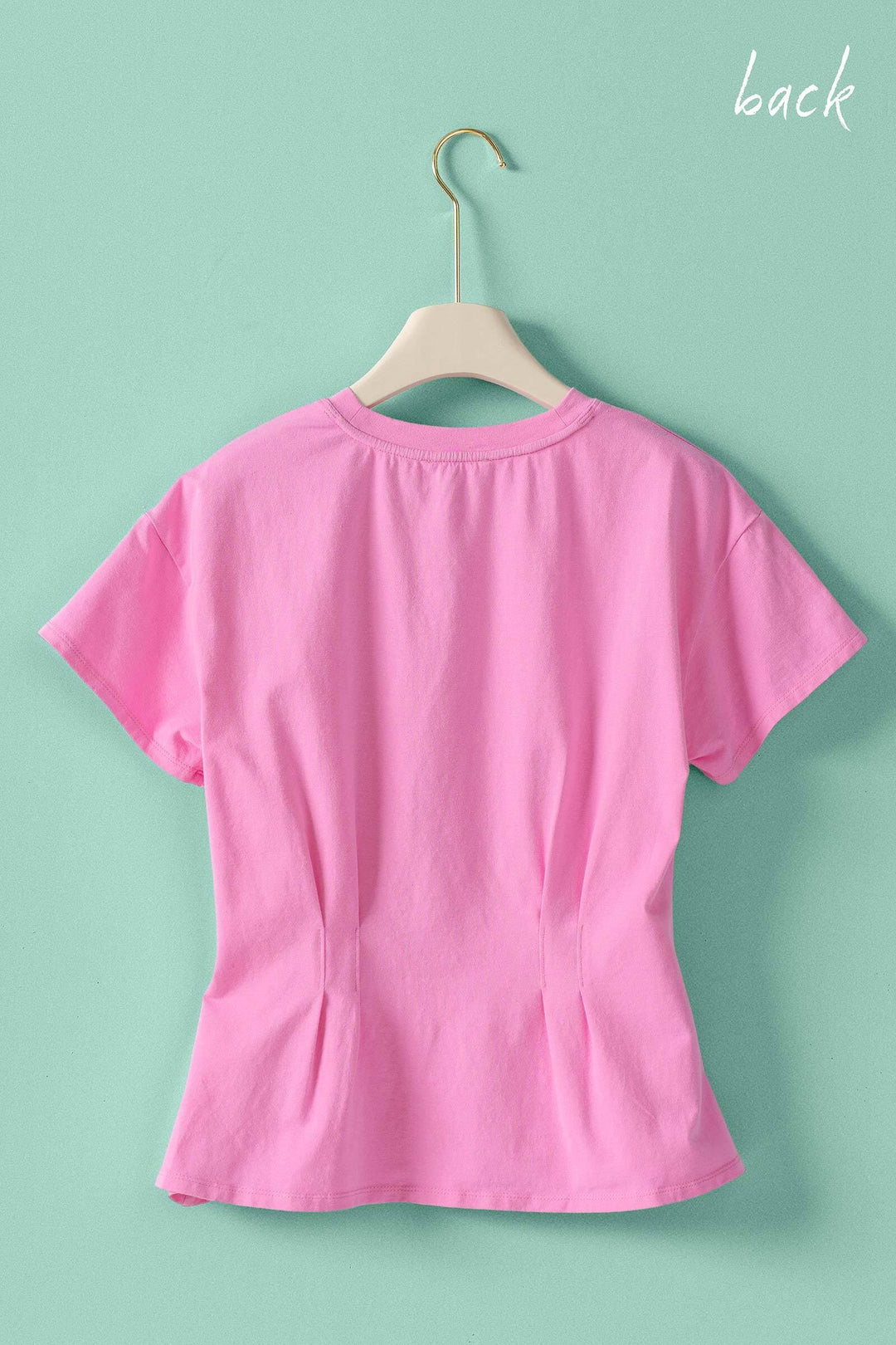 front pintuck mineral washed cotton tee - pink (additional view)