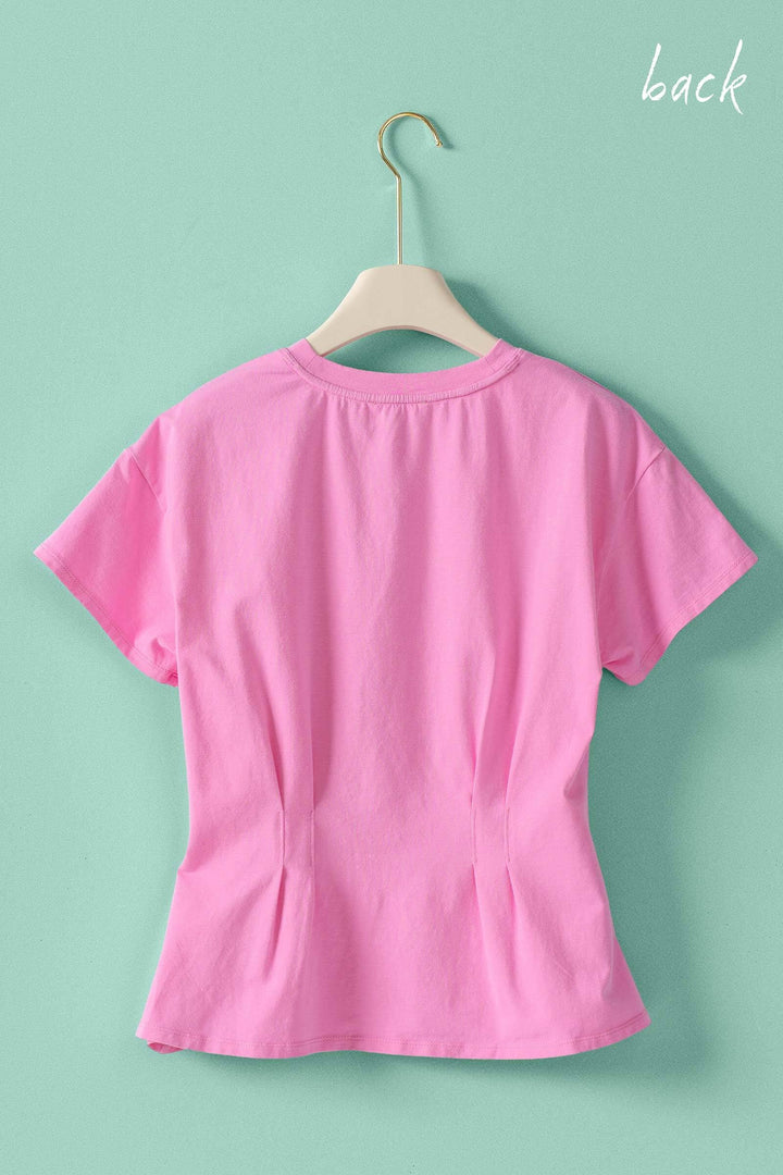 front pintuck mineral washed cotton tee - pink (additional view)