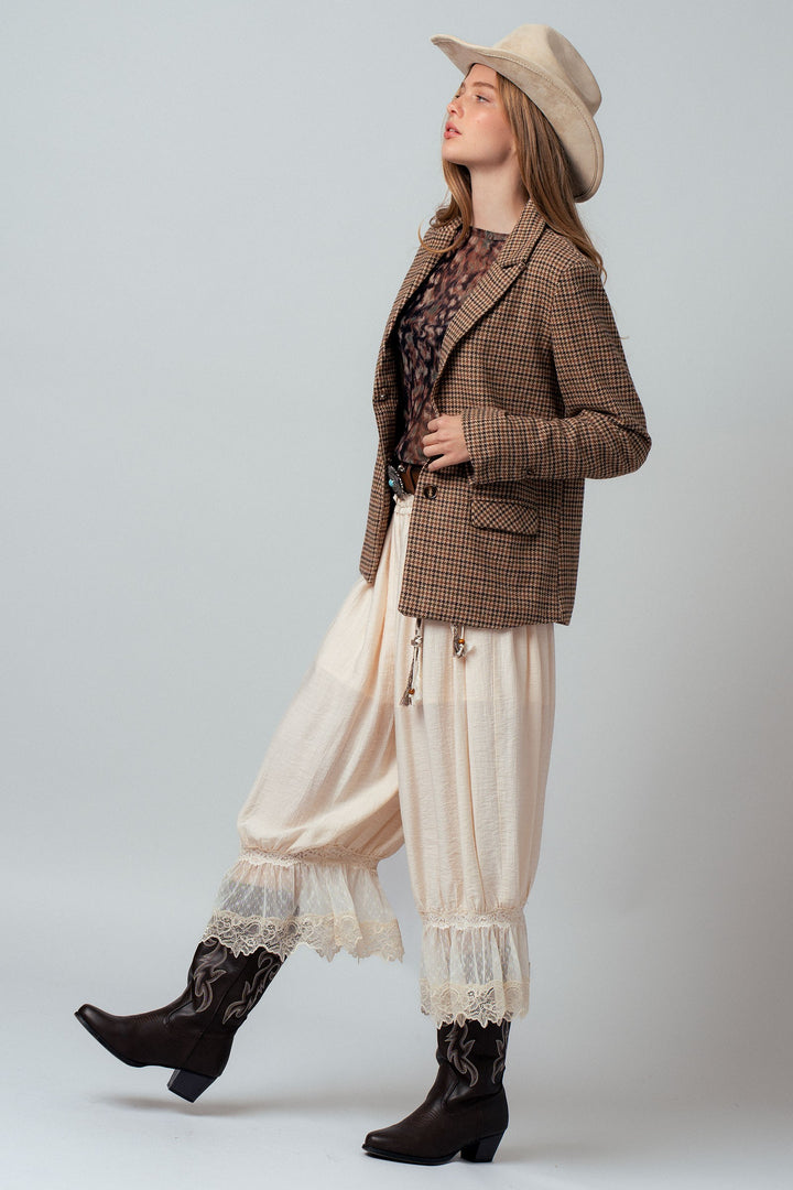 boho lace trim summer linen pants - ivory (additional view)