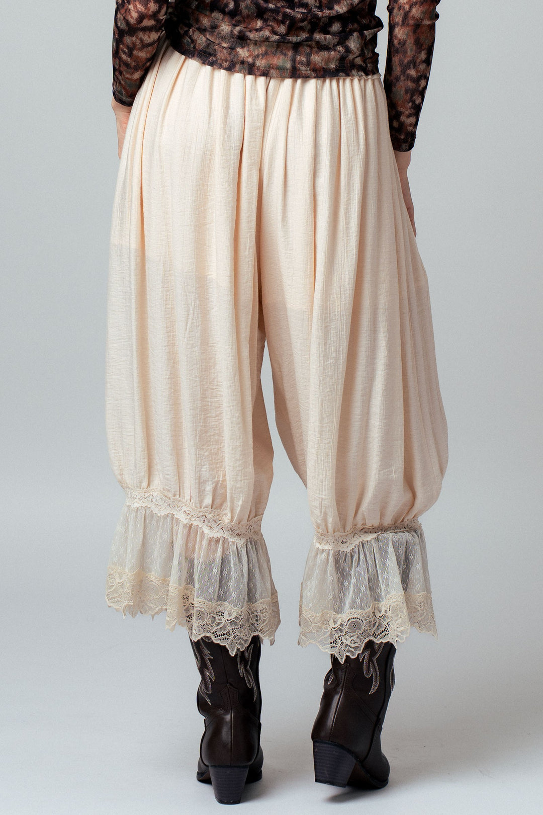boho lace trim summer linen pants - ivory (additional view)