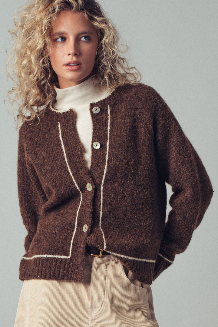 Wool Blend Sweater Cardigan with Statement Buttons | wholesale sweaters & cardigans | Trend Notes