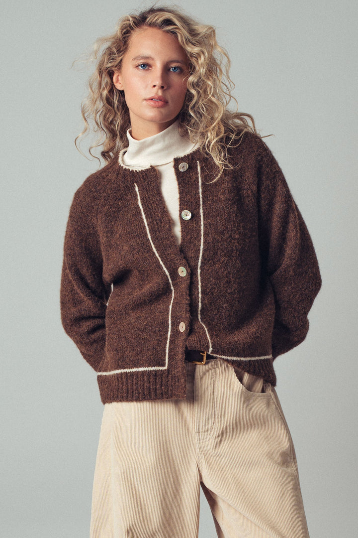 Wool Blend Sweater Cardigan with Statement Buttons | wholesale sweaters & cardigans | Trend Notes