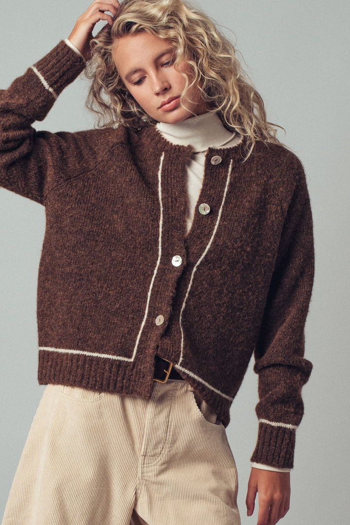 Wool Blend Sweater Cardigan with Statement Buttons | wholesale sweaters & cardigans | Trend Notes