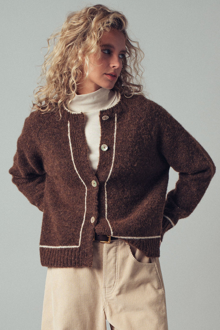 Wool Blend Sweater Cardigan with Statement Buttons | wholesale sweaters & cardigans | Trend Notes