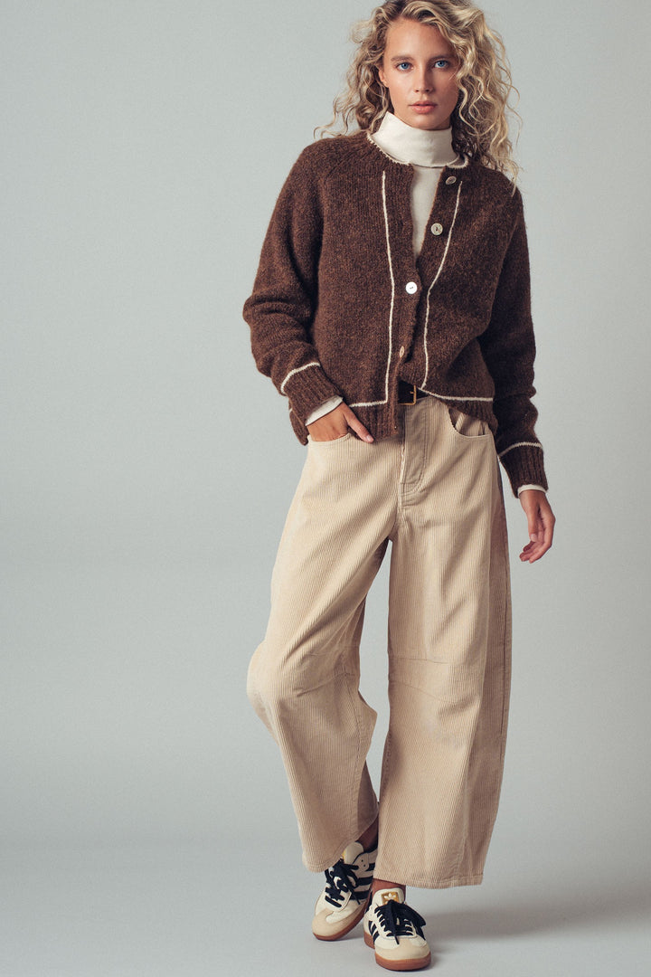 Wool Blend Sweater Cardigan with Statement Buttons | wholesale sweaters & cardigans | Trend Notes