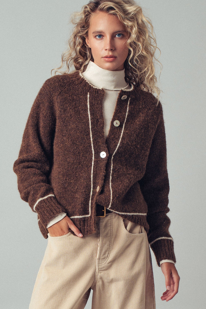 Wool Blend Sweater Cardigan with Statement Buttons | wholesale sweaters & cardigans | Trend Notes