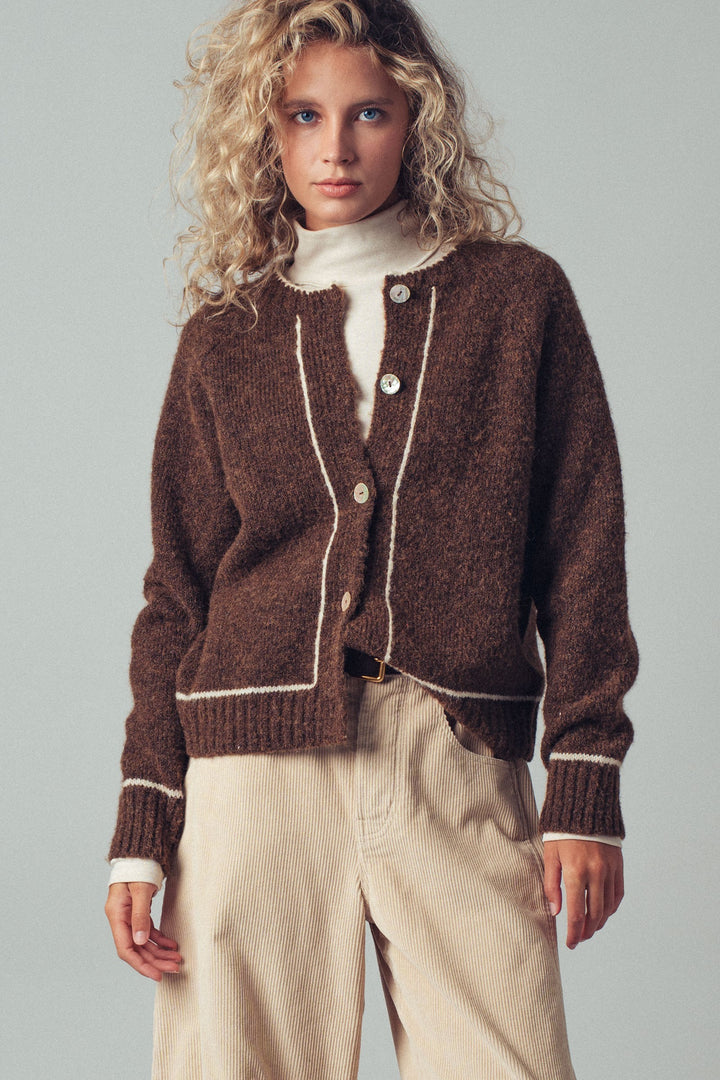 Wool Blend Sweater Cardigan with Statement Buttons | wholesale sweaters & cardigans | Trend Notes