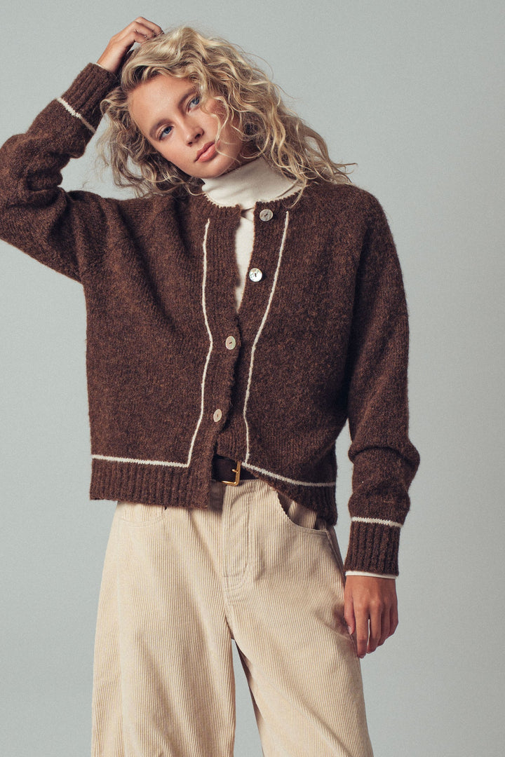 Wool Blend Sweater Cardigan with Statement Buttons | wholesale sweaters & cardigans | Trend Notes