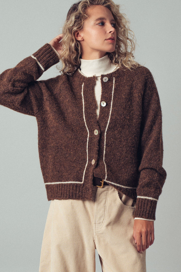 Wool Blend Sweater Cardigan with Statement Buttons | wholesale sweaters & cardigans | Trend Notes