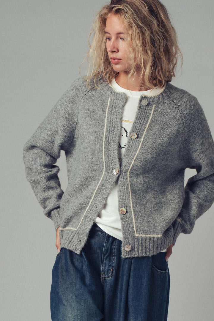 Wool Blend Sweater Cardigan with Statement Buttons | wholesale sweaters & cardigans | Trend Notes