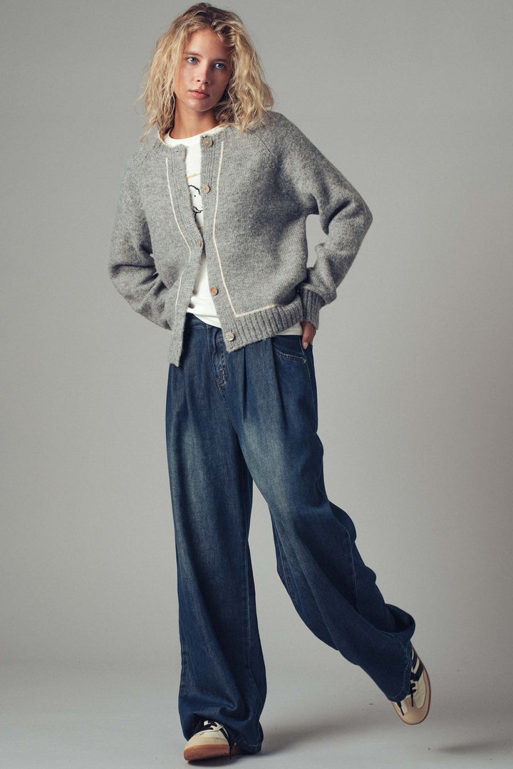 Wool Blend Sweater Cardigan with Statement Buttons | wholesale sweaters & cardigans | Trend Notes