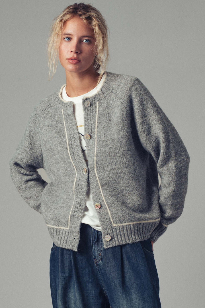Wool Blend Sweater Cardigan with Statement Buttons | wholesale sweaters & cardigans | Trend Notes