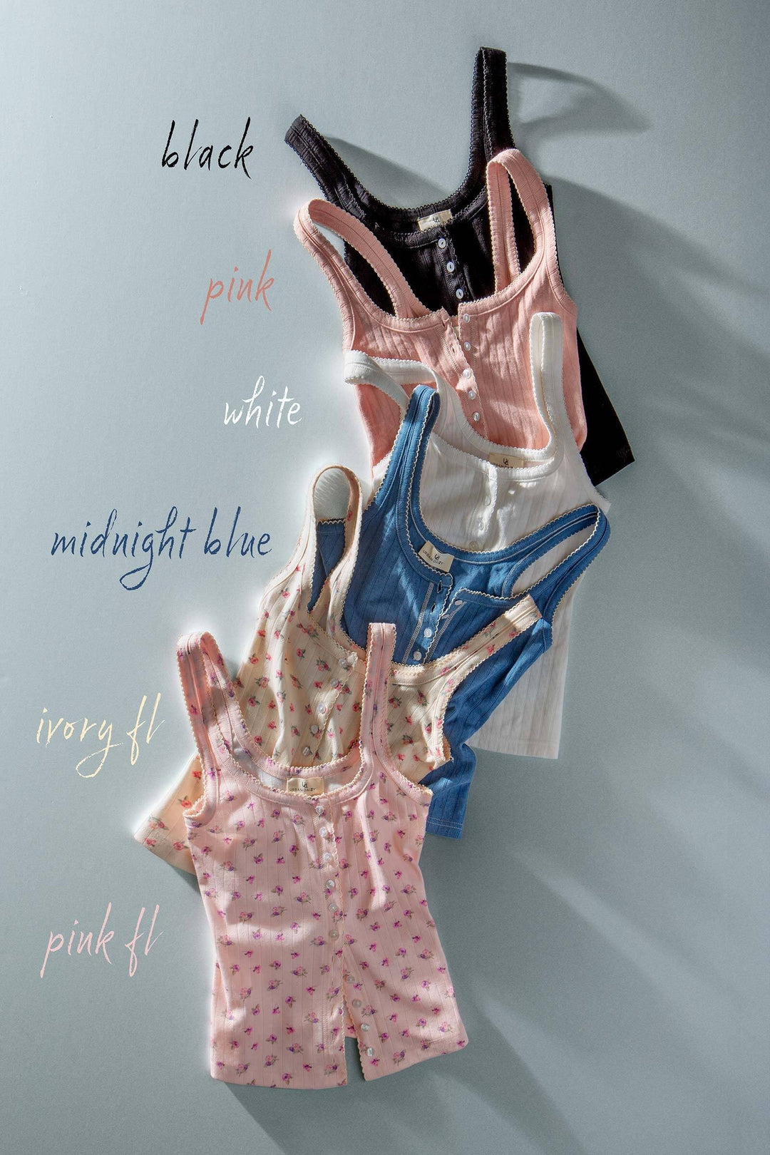 button front ribbed knit tank top - default (additional view)