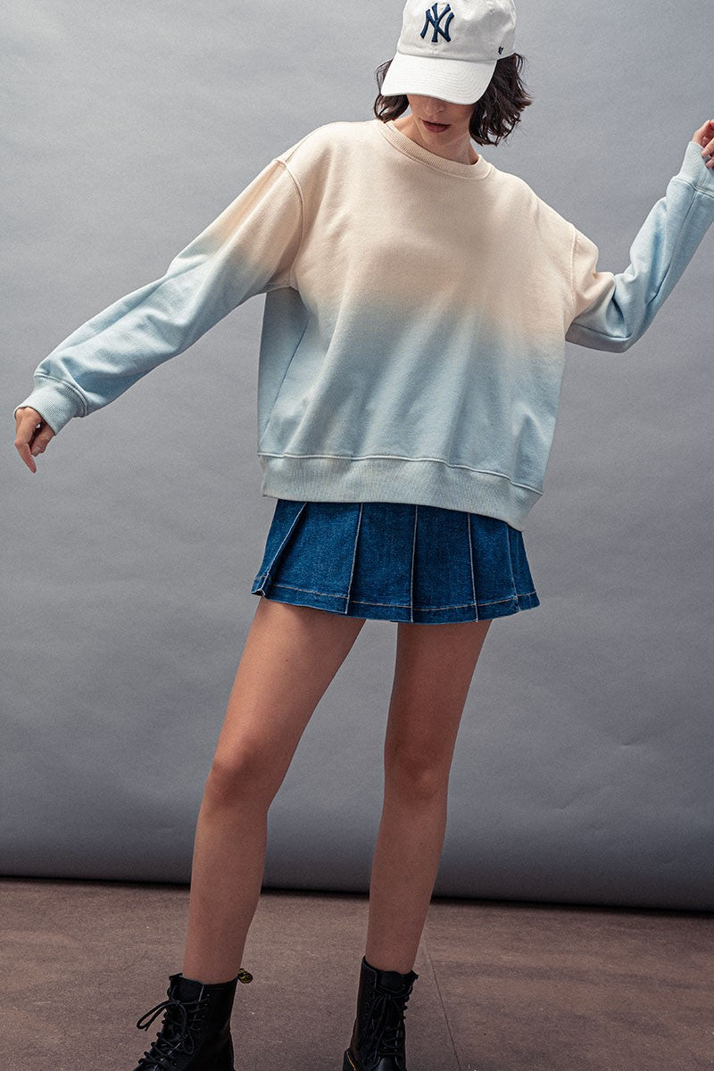 everyday ombre crewneck sweatshirt top - blue (additional view)