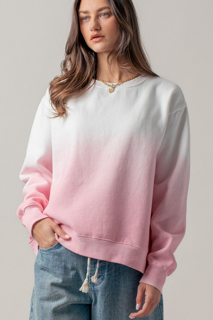 snuggle fade crewneck sweatshirt - pink (additional view)