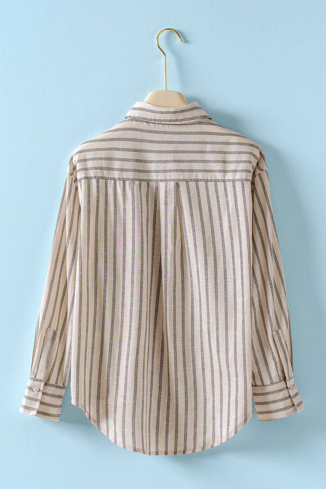 linen stripe button up shirt - natural (additional view)