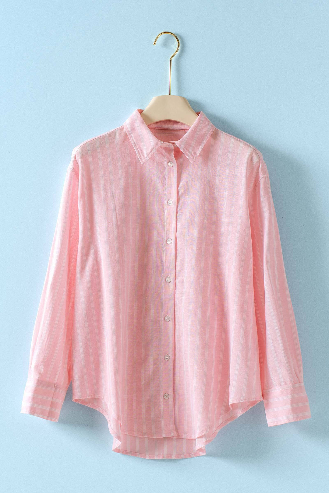 linen stripe button up shirt - pink (additional view)
