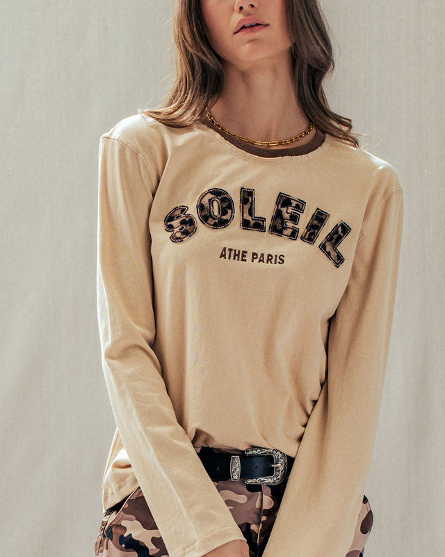 graphic long sleeve tee - khaki