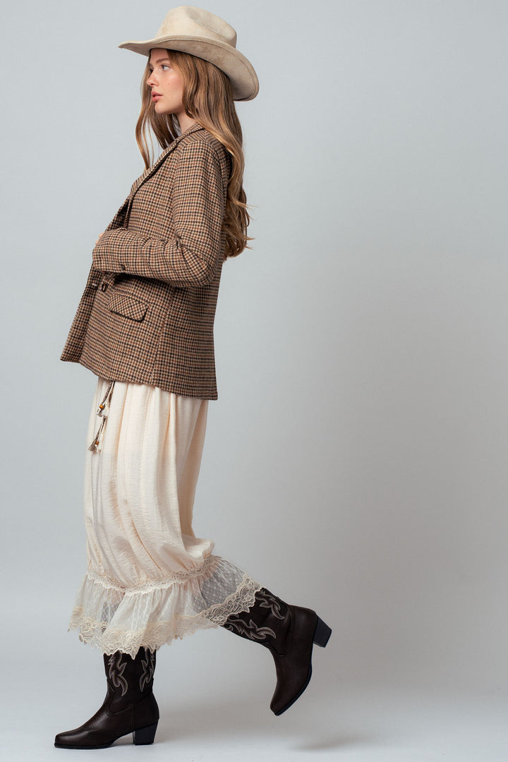 houndstooth single breasted blazer - brown (additional view)