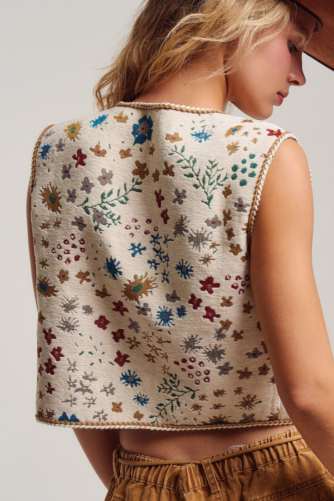 folklore tapestry vest - beige multi (additional view)