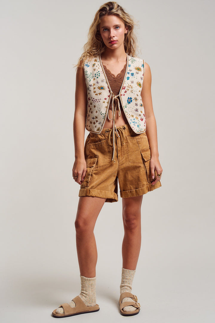 folklore tapestry vest - beige multi (additional view)