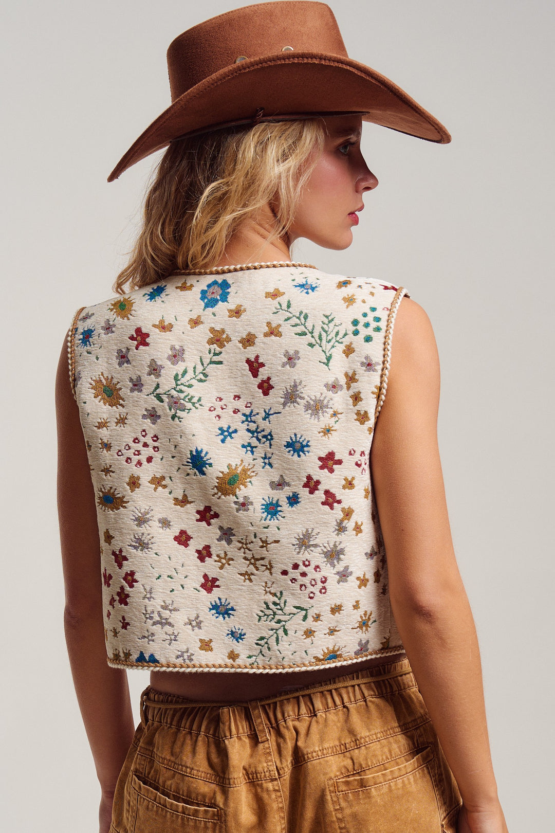 folklore tapestry vest - beige multi (additional view)