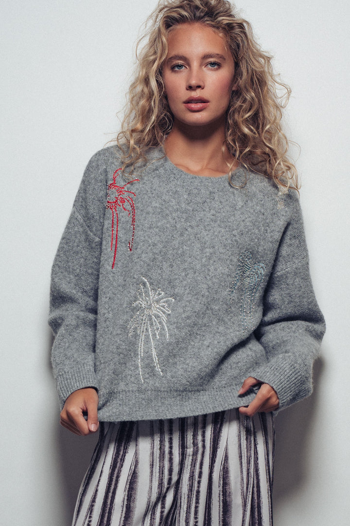 Firework Embroidery Knit Sweater