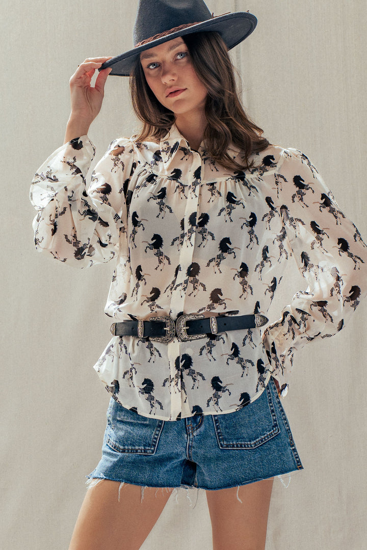 midnight stallion blouse - ivory black (additional view)
