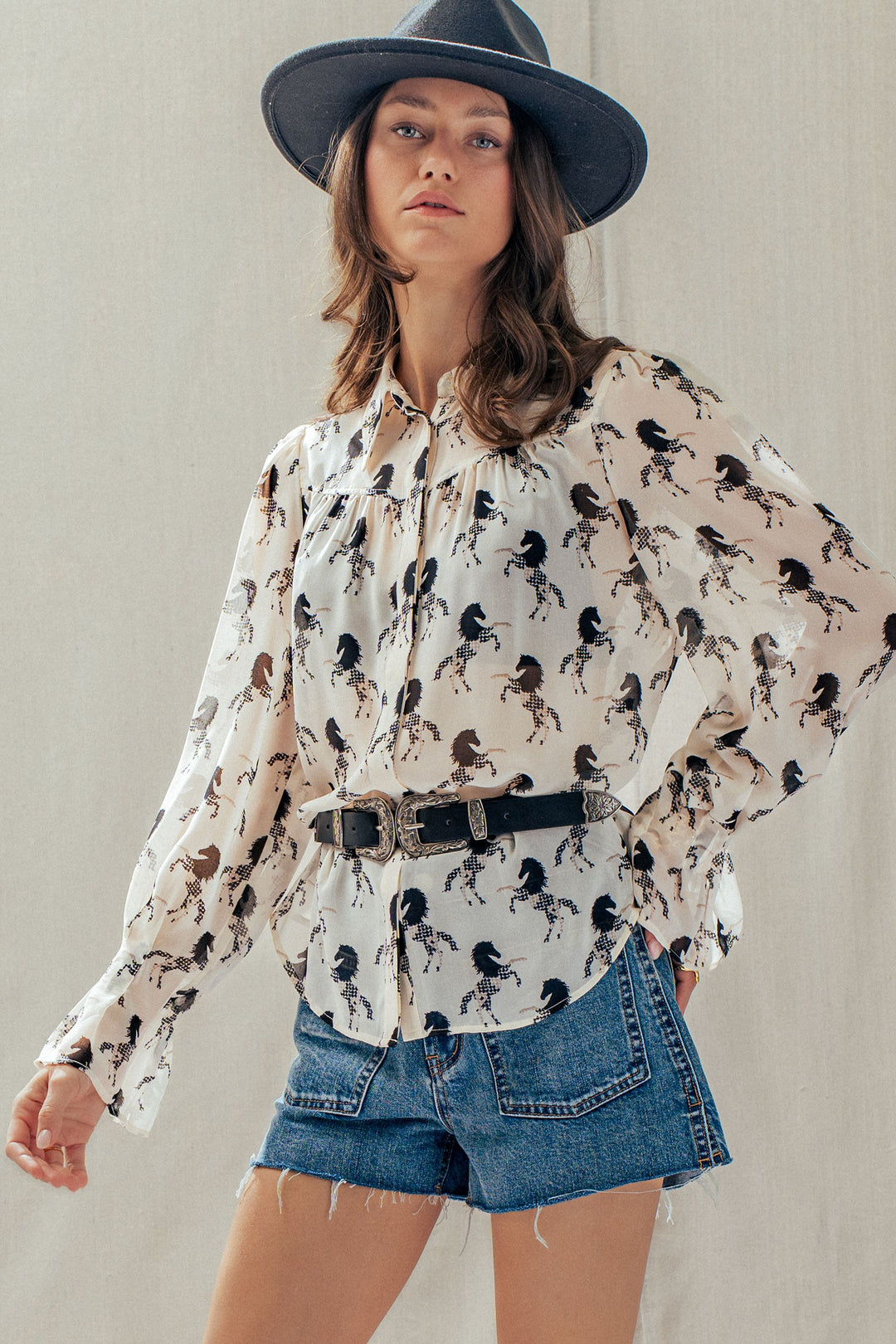 midnight stallion blouse - ivory black (additional view)