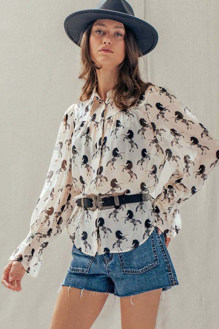 midnight stallion blouse - ivory black (additional view)