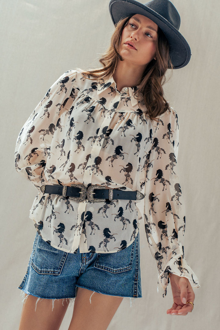 midnight stallion blouse - ivory black (additional view)