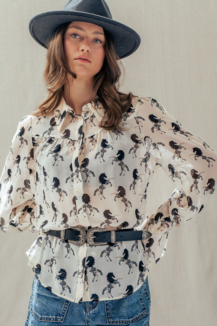 midnight stallion blouse - ivory black (additional view)
