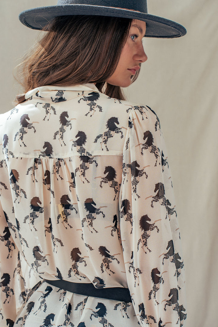 midnight stallion blouse - ivory black (additional view)